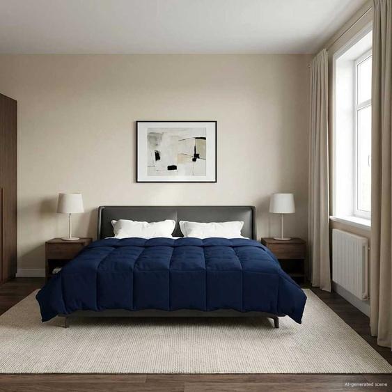 Duvet complet toute lannée Bleu foncé 240 x 260 cm Microfibre