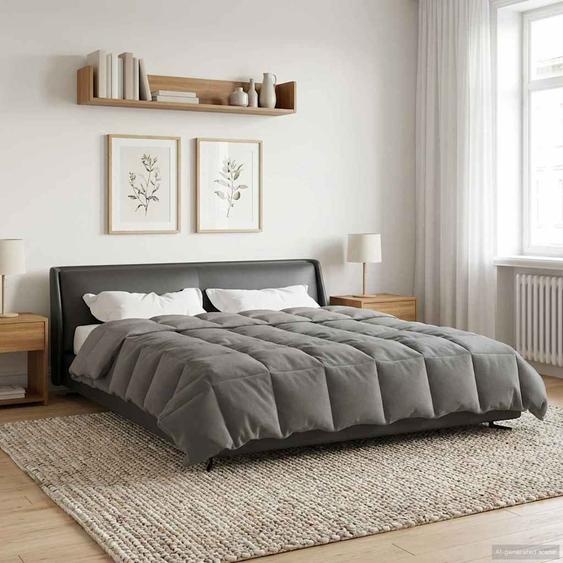 Duvet complet toute lannée Gris clair 220 x 260 cm Microfibre