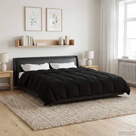 Duvet complet toute lannée Noir 200 x 240 cm Microfibre