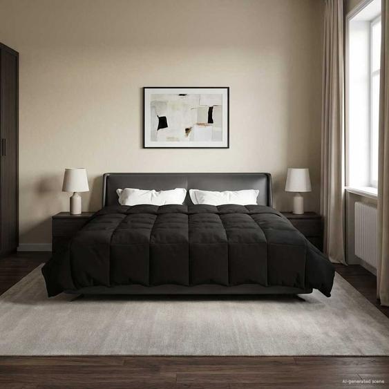 Duvet complet toute lannée Noir 220 x 260 cm Microfibre