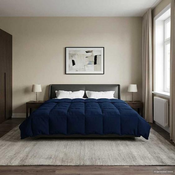 Duvet dété simple Matelassé Bleu foncé 240 x 260 cm Microfibre