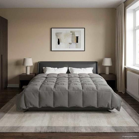 Duvet dété simple Matelassé Gris clair 220 x 240 cm Microfibre