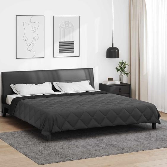 Duvet dété simple Noir et anthracite 220 x 260 cm Microfibre