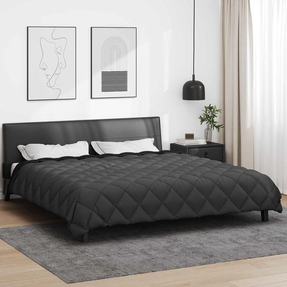 Duvet dhiver Noir et anthracite 220 x 260 cm Microfibre