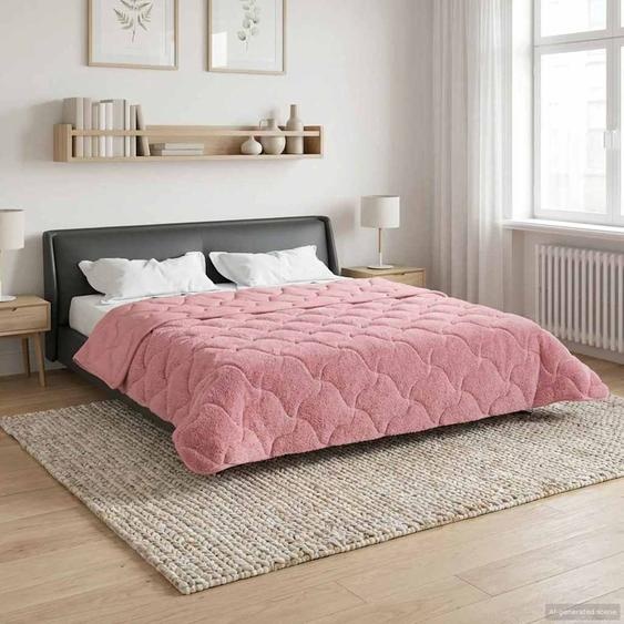 Duvet dhiver Rose 220 x 240 cm Microfibre et polaire Teddy
