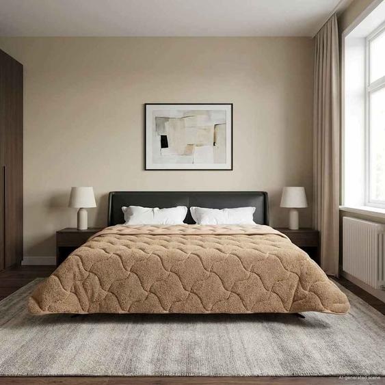 Duvet dhiver Taupe 200 x 240 cm Microfibre et polaire Teddy