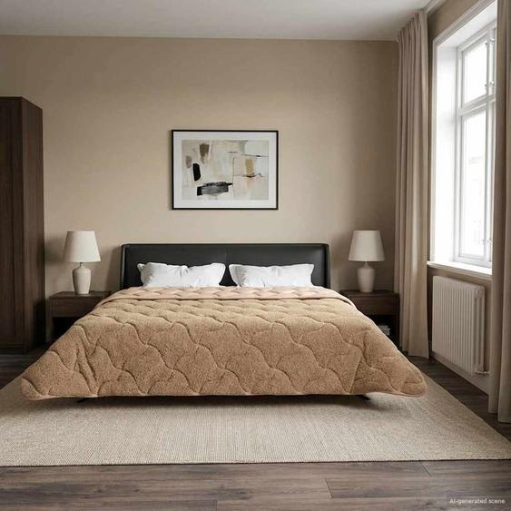 Duvet dhiver Taupe 240 x 260 cm Microfibre et polaire Teddy