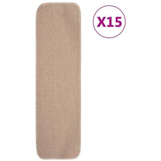 DXBK-7019206188958-Tapis escalier antidérapants 15 pcs 75x20cm Beige Rectangulaire