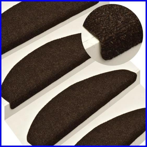 DXBK-7019206195802-Tapis descalier autocollants 15pcs Marron 65x21x4cm Aiguilleté