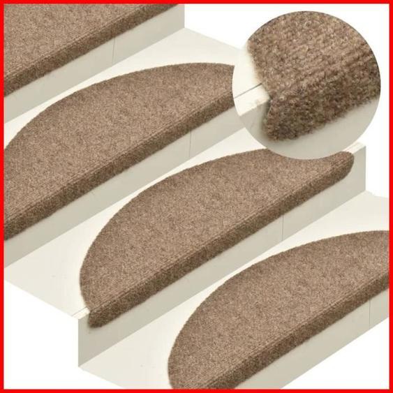 DXBK-7019206198704-Tapis descalier autocollants 15 pcs Crème 65x21x4cm Aiguilleté