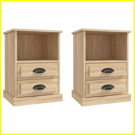 Tables de chevet - YOSOO - 2 pcs chêne sonoma - 2 tiroirs et 1 compartiment ouvert
