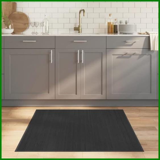 DXBK Tapis carré gris 100x100 cm bambou 376940