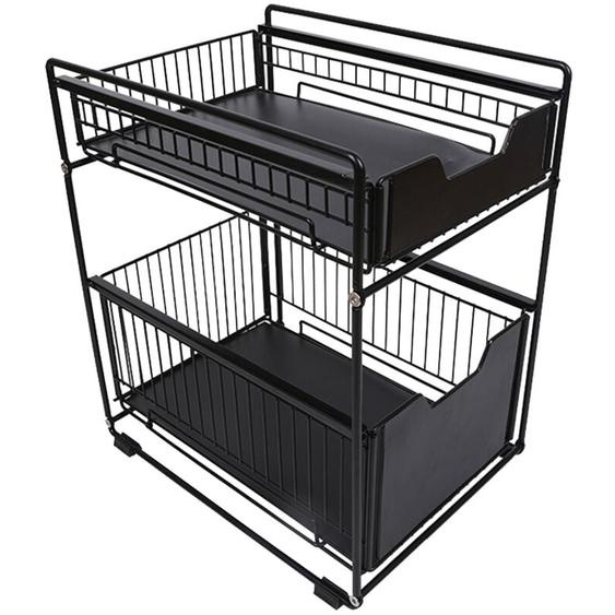 Dyhf - Panier de Rangement Coulissant à 2 Niveaux, tiroir Organisateur, Porte-épices, Panier Coulissant sous évier, étagère de Rangement pour