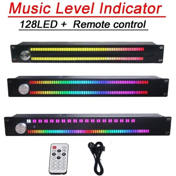 DykbRadio Indicateur de niveau de musique 1U/1,5U, 128 LED polychrome, spectre musical, affichage numérique, lumière dambiance, Signal Audio, lampe de rythme mélodie