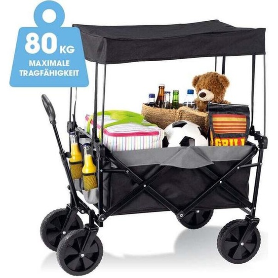 EASYmaxx Bollerwagen pliable anthracite/noir avec toit