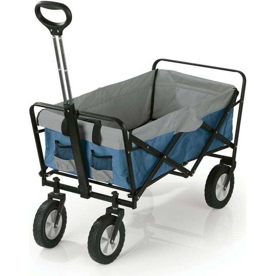 EASYmaxx Bollerwagen Chariot à main Diable de transport jusquà 80 kg Pliable Design moderne Housse en nylon Articulations à 360° Roues avant Avec housse Bleu-Gris