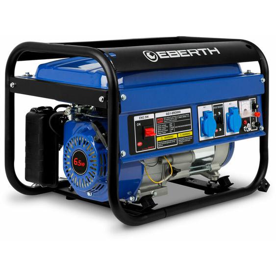 3000 Watt Groupe electrogene Generateur electrique portable moteur à essence 6,5 cv, 4 temps, 2x 230V, 1x 12V, démarrage par câble, régulateur