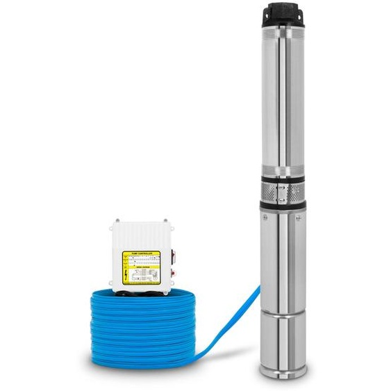 EBERTH 4 Pompe de puits profond Pompe de puits en acier inoxydable, électrique 370W, diamètre de la pompe 4 pouces (10cm), filetage de raccordement 1 1/2 pouce