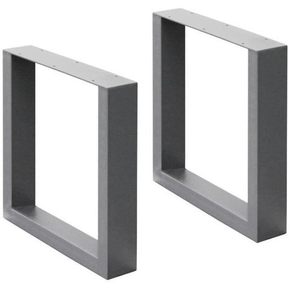 ECD Germany Set 2 Pieds de Table - 30 x 43 cm - Rectangulaire - Gris - en Acier Revêtu de Poudre - Pied de Meuble Banc