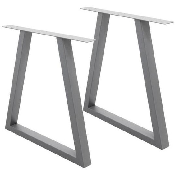 Pieds de Table - ECD Germany - Trapézoïdal 60x72 cm - Acier Thermolaqué - Gris - Montage Facile