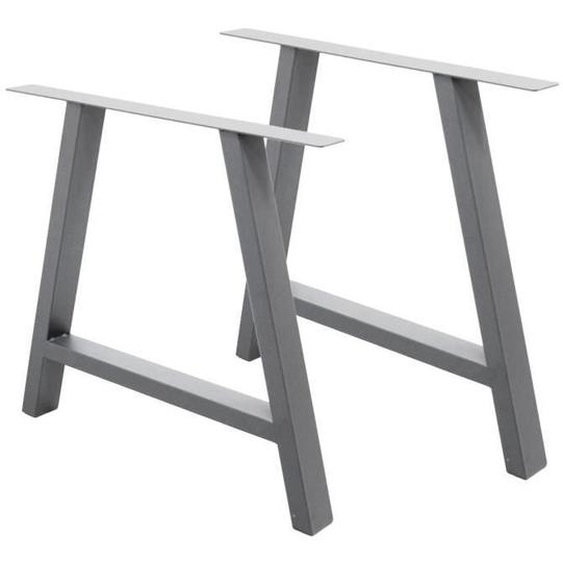 ECD Germany Set 2 Pieds de Table - 70 x 72 cm - A-Design - Gris - Acier Revêtement en Poudre - Pied de Meuble Banc - Support Profil