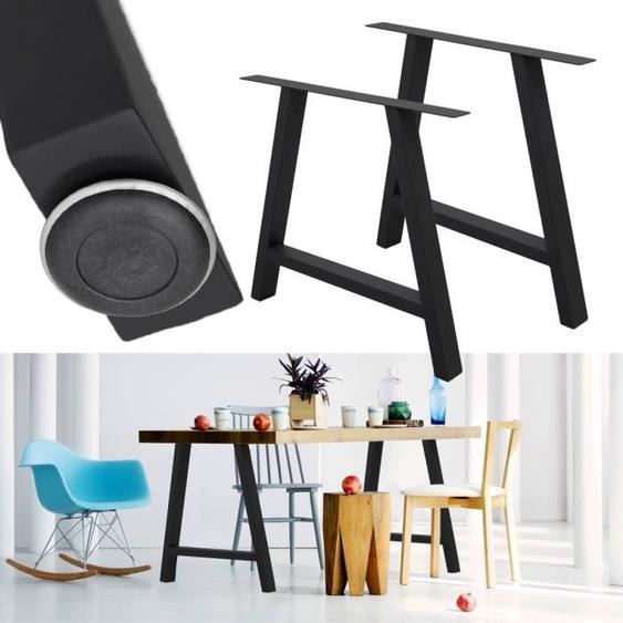 ECD Germany - Set 2 Pieds de Table 70 x 72 cm - Forme A - Noir en Acier Revêtu de Poudre