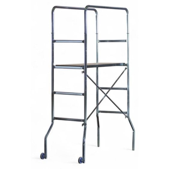 échafaudage en acier galvanisé, compact et transportable en voiture, hauteur 188 cm, capacité de charge 120 kg, plateau de travail inclus