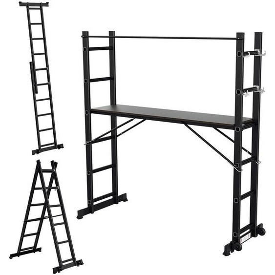 Échafaudage Hengda Échelle aluminium multi-usages 2x6 marches Échelle multifonctionnelle Échelle à cadre A Échafaudage multi-usages Échafaudage de chantier jusquà 150 kg