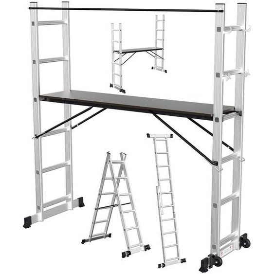 Échafaudage Hengda Échelle aluminium multi-usages 2x6 marches Échelle multifonctionnelle Échelle à cadre A Échafaudage multi-usages Échafaudage de chantier jusquà 150 kg