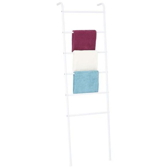 Echelle MORBIO porte-serviette échelle de décoration avec 6 barreaux, en métal laqué blanc