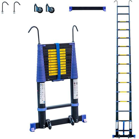 Echelle telescopique 4,4m TELESCOVA14+, Aluminium, Pliable, Extensible, Multi-fonction, Hauteur de travail max 5,3m, Crochets Amovibles, Garantie 5ans