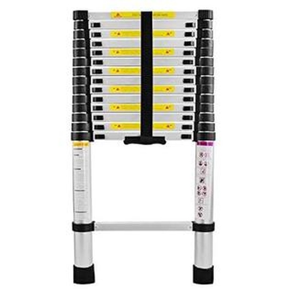 Échelle Télescopique Aluminium 4.4M Échelle Multifonction Pliable Portable Charge 150KG Argent NAIZY