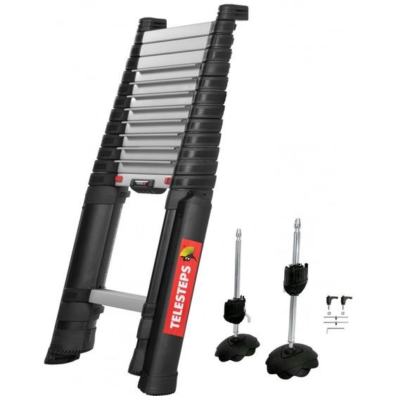 Echelle télescopique automatique PRIME LINE 4,1m avec stabilisateur et pied - TELESTEPS - TEL-72241STAB/PPS