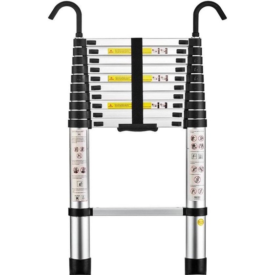 Échelle télescopique en aluminium avec hauteur de travail - pour usage privé et professionnel - capacité de charge max. 150 kg
