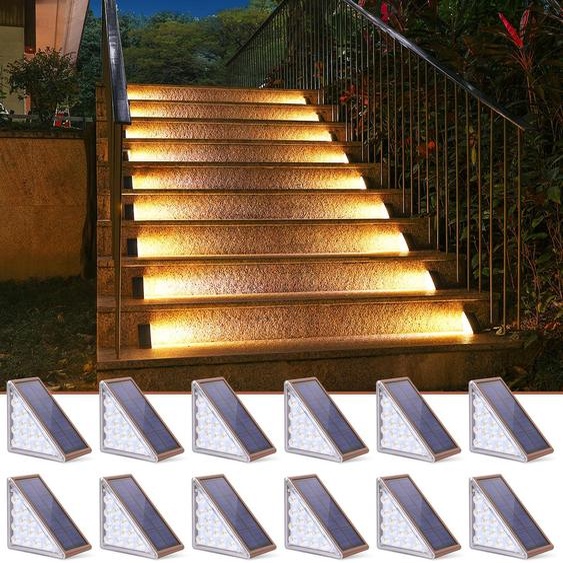 Éclairage extérieur de sécurité, 12 pièces, LED blanc chaud, étanche IP67