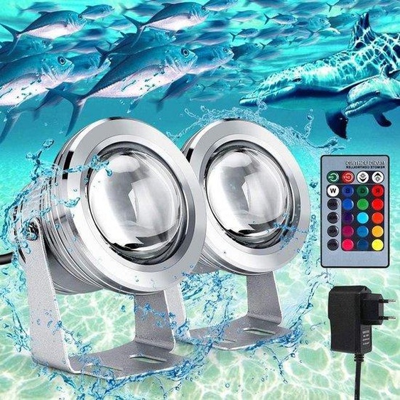 Éclairage LED subaquatique double avec télécommande, en acier inoxydable, RGB, pour bassin et décoration