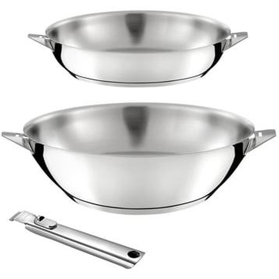 Eclipse - Lot 3 pièces - Wok 28 cm, poêle 24 cm et poignée amovible
