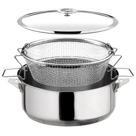 Eclipse - Sauteuse 24 cm revêtue en céramique, couvercle et panier de cuisson pour friture et cuisson à leau