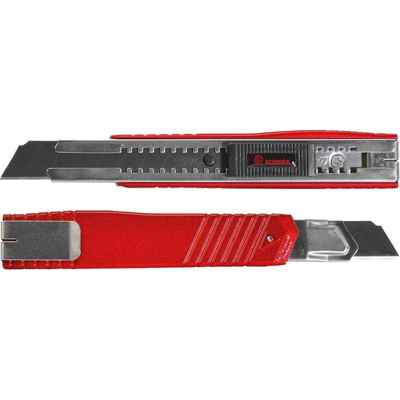 ECOBRA 770525 Cutter Premium - lame en acier carbone 18 mm, boîtier métallique rouge