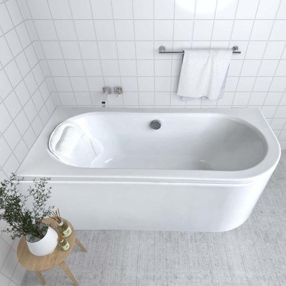 ECOLAM Baignoire Avita 150x75 cm | version Gauche + tablier en acrylique | oreiller Mare | pieds + siphon