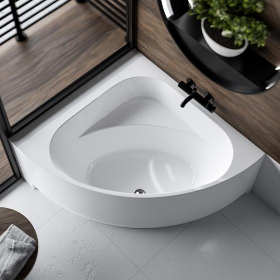 ECOLAM Baignoire dangle acrylique symétrique Dina 140x140 cm + tablier en acrylique | pieds siphon + silicone