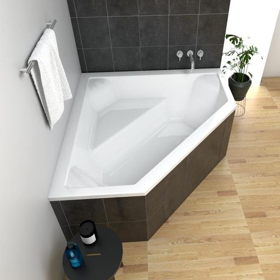 ECOLAM Baignoire dangle IRMA 140 x 140cm + support universel en polystyrène | pieds siphon + silicone