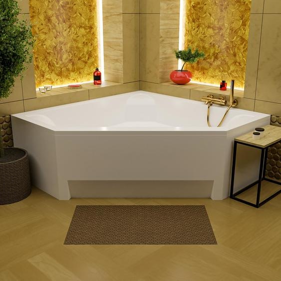 ECOLAM Baignoire dangle IRMA 140 x140 cm + tablier | ensemble de vidage automatique | pieds + silicone