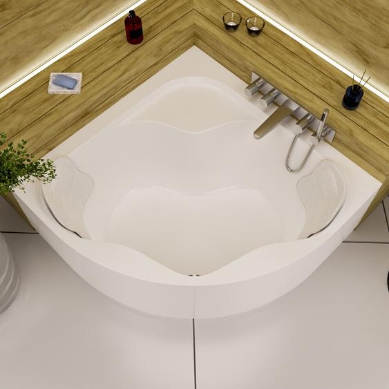 ECOLAM Baignoire dangle SELMA 140 x 140 cm + tablier acrylique + 2 oreillers Mare Baignoire dangle acrylique + Garniture découlement