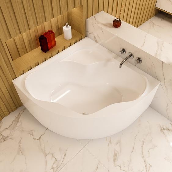 ECOLAM Baignoire dangle SELMA 140 x 140 cm + tablier acrylique blanc Garniture découlement Alcaplast Pieds silicone