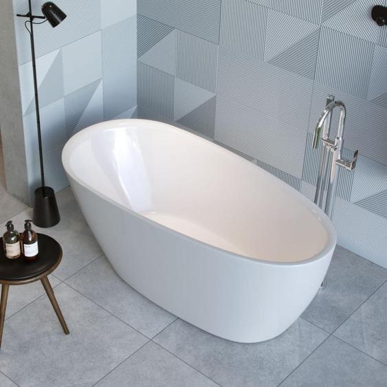 ECOLAM Baignoire îlot Olia 160×75cm | Baignoire autoportante de qualité supérieure | Ensemble complet avec bonde design Click-Clack