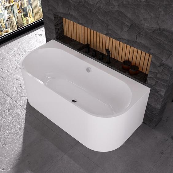 ECOLAM Baignoire murale Vigoo Wall 160x75 cm | Baignoire à poser contre un mur | siphon Click clack | set complet
