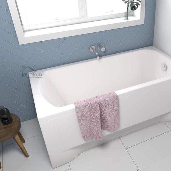 ECOLAM Baignoire rectangulaire Classic 170x70 cm + tablier | vidage et trop-plein automatique | silicone + pieds | Set complet