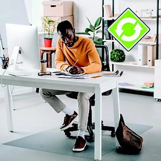 ECOTEX Tapis protège-sol EvolutionMat pour sols durs 90 x 120 cm polymères renforcés, 50% de matériaux recyclés - Transparent