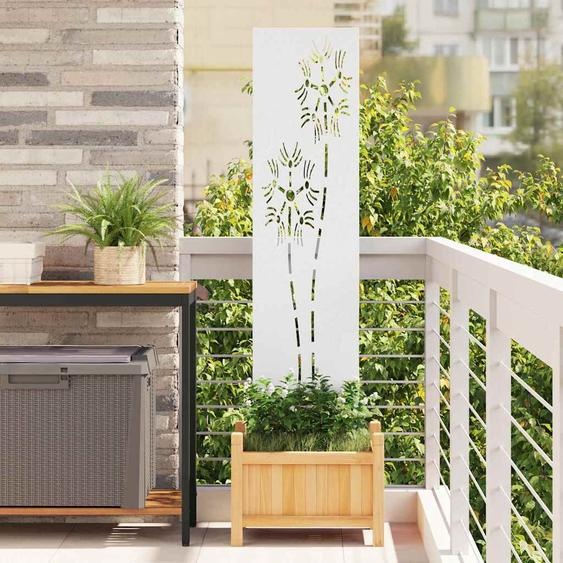 Écran de confidentialité de jardin Fretwork Blanc 32 x 140 cm